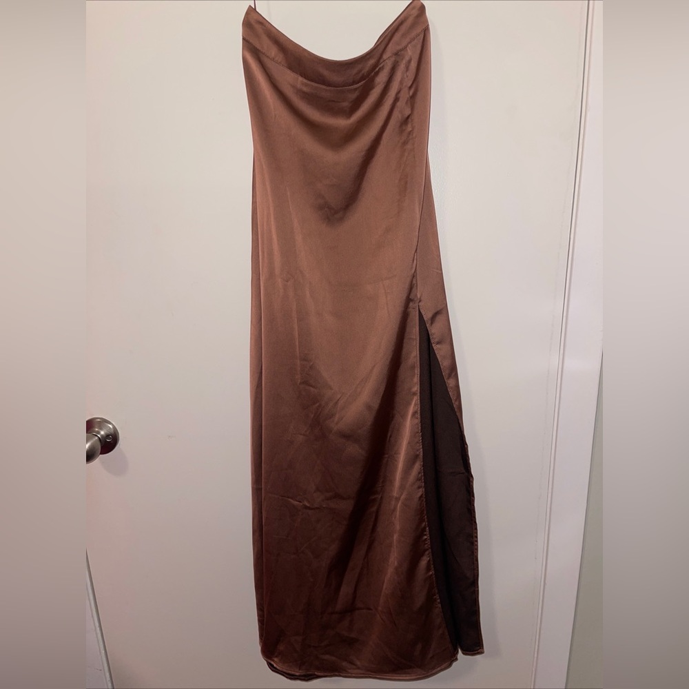 Taupe Silk Maxi Skirt Size Small Business Casual